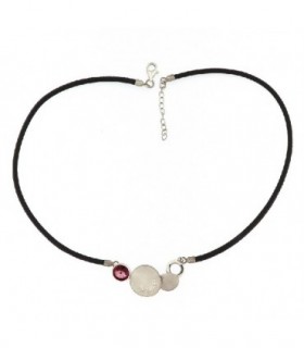 COLLAR CUERO NEGRO - PLATA DE LEY - SWAROVSKI - YVETTE RIES - 59.295.41693.728