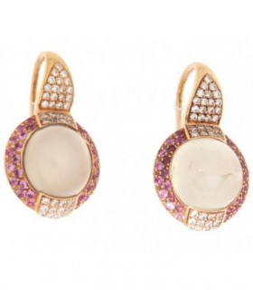 PENDIENTES ORO ROSA - PIEDRA LUNA, ZAFIRO ROSA & DIAMANTES - ALTANA ORO - 61D0161BRZR
