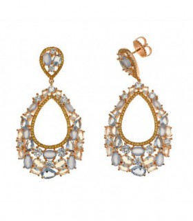 PENDIENTES LARGOS DE PLATA CON BAÑO ORO ROSA Y GEMAS - SALVATORE - 236A0026