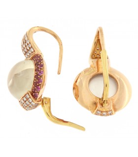 PENDIENTES ORO ROSA - PIEDRA LUNA, ZAFIRO ROSA & DIAMANTES - ALTANA ORO - 61D0161BRZR