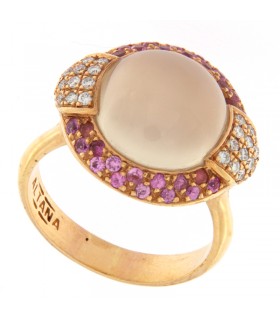ANILLO ORO ROSA - PIEDRA LUNA, ZAFIRO ROSA & DIAMANTES - ALTANA ORO - 55D0156RBZR