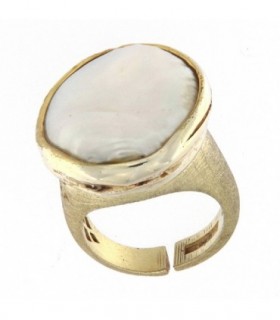 ANILLO EN PLATA DE LEY 925 CHAPADO ORO CON PERLA BARROCA DE AGUA DULCE - CHANTALINE - PAGD