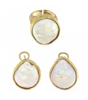 PENDIENTES EN PLATA DE LEY 925 CHAPADO ORO CON PERLA BARROCA DE AGUA DULCE - CHANTALINE - P.AGD