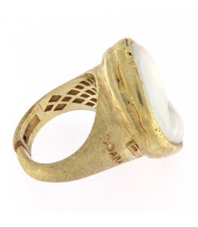 ANILLO EN PLATA DE LEY 925 CHAPADO ORO CON PERLA BARROCA DE AGUA DULCE - CHANTALINE - PAGD