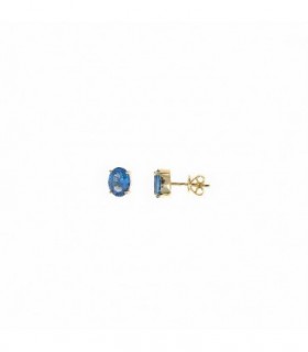 PENDIENTES PLATA DE LEY CHAPADO ORO-CIRCONITA AZUL TOPACIO - SALVATORE - 211A0132