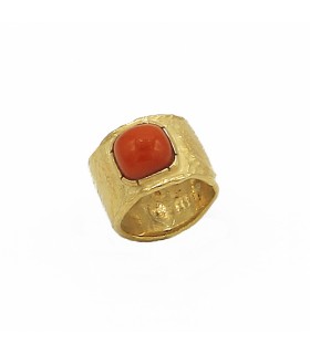 750 mls YELLOW GOLD RING WITH NATURAL CORAL - ISABELINO - A1238CO