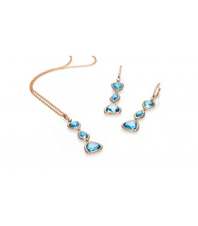 18k ROSE GOLD EARRINGS - BLUE TOPAZ AND DIAMONDS - CARBERONIA - 0341259
