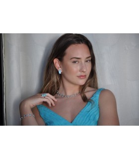 PULSERA DE ORO BLANCO 750 mls CON TURQUESA NATURAL - ALTANA ORO - 58A0045BT