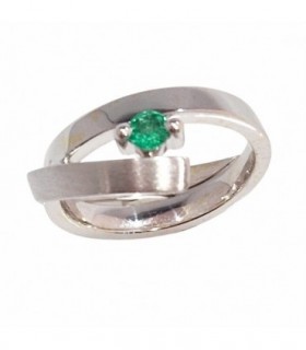 ANILLO ORO BLANCO 750 MLS CON ESMERALDA - CHANTALINE - 01JG2241