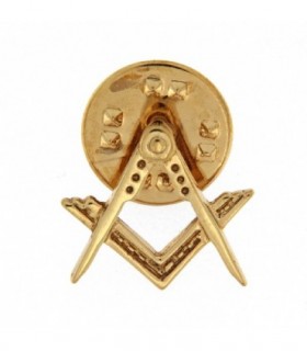 PIN ESCUADRA-COMPÁS EN PLATA DE LEY CHAPADO ORO AMARILLO - PIN.3MS1