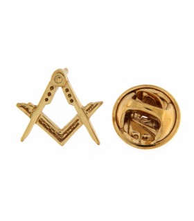 SQUARE-COMPASS PIN IN STERLING SILVER YELLOW GOLD PLATED - PIN.3MS1