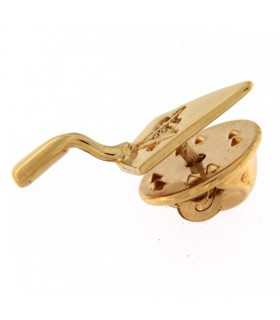 PIN CUCHARA DE ALBAÑIL EN PLATA DE LEY CHAPADO ORO AMARILLO - PIN.2MS1
