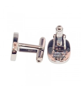 GEMELOS EN PLATA DE LEY 925 CON DAMERO ONIX Y NACAR - GE1080