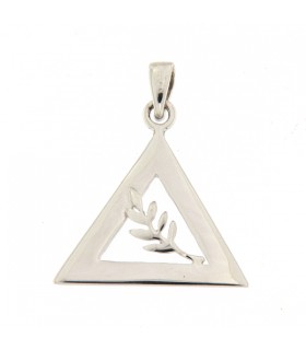 COLGANTE TRIANGULAR EN PLATA DE LEY RODIADO CON RAMA DE ACACIA CHAPADO ORO AMARILLO - PD.2MS