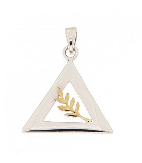 COLGANTE TRIANGULAR EN PLATA DE LEY CON RAMA DE ACACIA - PD.2BIC.M1