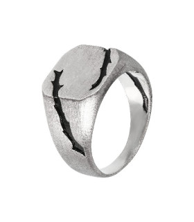 ANILLO CHEVALIÈRE PLATA DE LEY, CON GRABADOS - ALBERT M. - WSOX00216.S