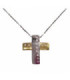 CRUZ DE ORO 18K BICOLOR CON DIAMANTES - CHANTALINE - 8D3.3G