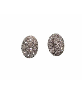 PENDIENTES OVALES DE ORO BLANCO 18K (750mls) CON DIAMANTES - CHANTALIINE - A2001