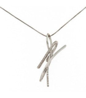 COLGANTE ASIMÉTRICO DE ORO BLANCO 18K CON DIAMANTES NATURALES - CHANTALINE - 15-5468