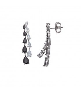 SILVER NECKLACE WITH BLACK AND WHITE ZIRCONS - SALVATORE - 136C0178