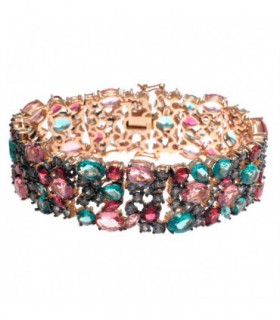 SILVER ROSE GOLD PLATED BRACELET AND MULTICOLORED STONES - SALVATORE - 240P0007