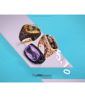 RING SILVER BLACK QUARTZ LEMON - FIFTH SEASON by ROBERTO COIN - SRV555RI24970