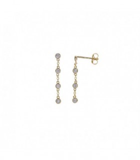 PENDIENTES EN PLATA CHAPADO ORO AMARILLO. CADENA FINA CON 4 CIRCONITAS - SALVATORE - 213A0169