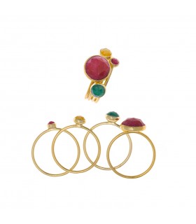 COLLAR PLATA CHAPADO ORO CON PIEDRA DE COLOR - SALVATORE - 247C0019