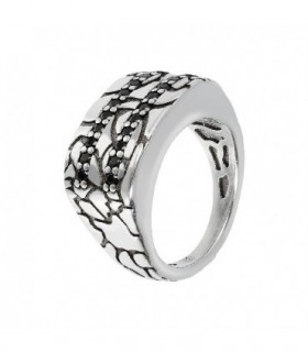 ANILLO PLATA CON ESPINELA NEGRA - ALBERT M. - WSOX00080.BS