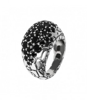 ANILLO PLATA CON ESPINELA NEGRA - ALBERT M. - WSOX00015.BS