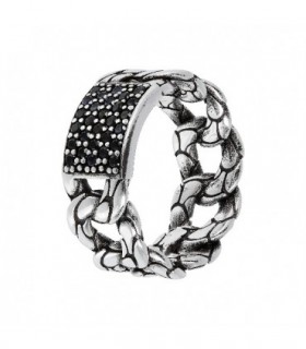 ANILLO PLATA CON ESPINELA NEGRA - ALBERT M. - WSOX00168