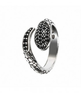 SNAKE SILVER AND BLACK SPINEL RING - ALBERT M. - WSOX00121.BS