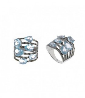 Silver ring with stones - Salvatore - 183S0079