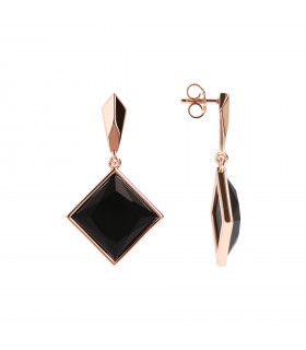 ROSE GOLD PLATED NECKLACE AND ONYX PENDANT - BRONZALLURE - WSBZ01672.BO