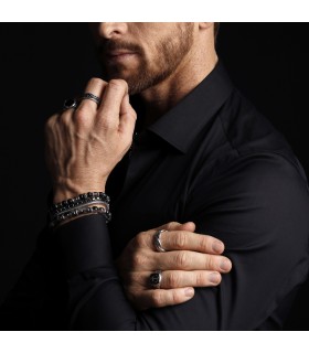 ANILLO PLATA CON ESPINELA NEGRA - ALBERT M. - WSOX00081.BS