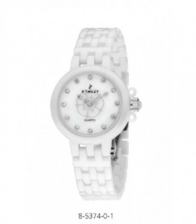 WOMAN'S WATCH, WHITE DIAL, ZIRCONS, CERAMIC - NOWLEY - 8-5374-0-1