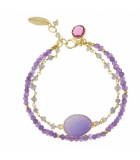 COLLAR DRUSA, AMATISTA Y BLANCA, PLATA CHAPADO ORO - SALVATORE - 163C0068